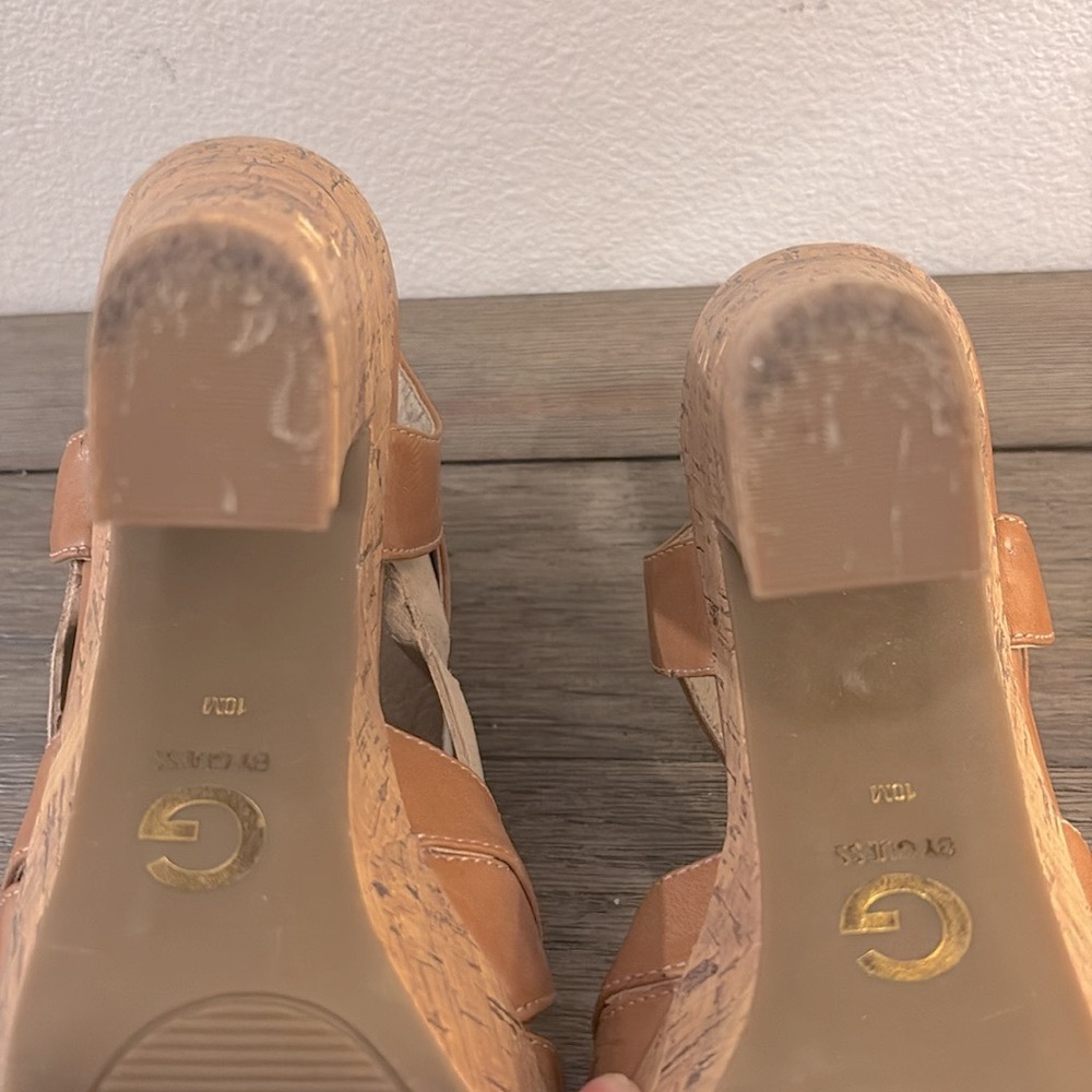 ❌SOLD❌ [G By Guess] Camel Cork Open-Toe Block Heel Platform Sandals Women’s 10.0 - Picture 13 of 13